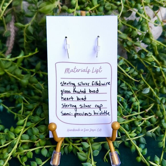 Heart Earrings with Semi-Precious Stones - Pink, Purple, Aqua, Blue - Picture 14 of 14